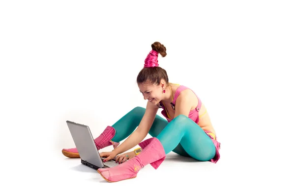 Počítač dívka — Stock fotografie