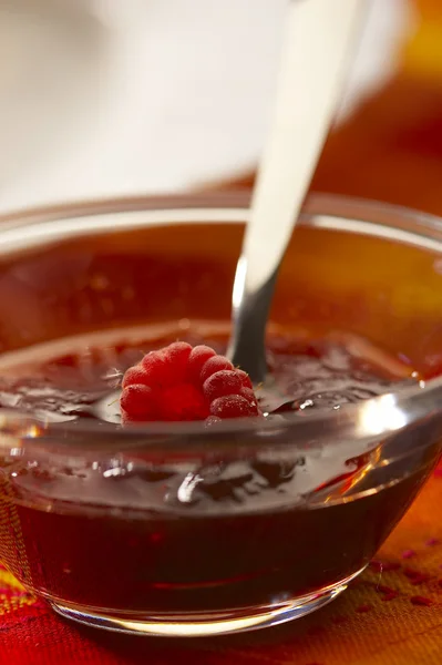 Jam with fresh raspberry — Stock Photo, Image