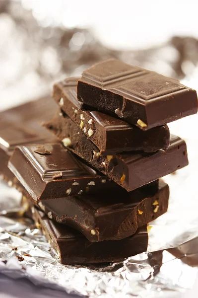 Slab chocolate with nut — Stock Photo, Image