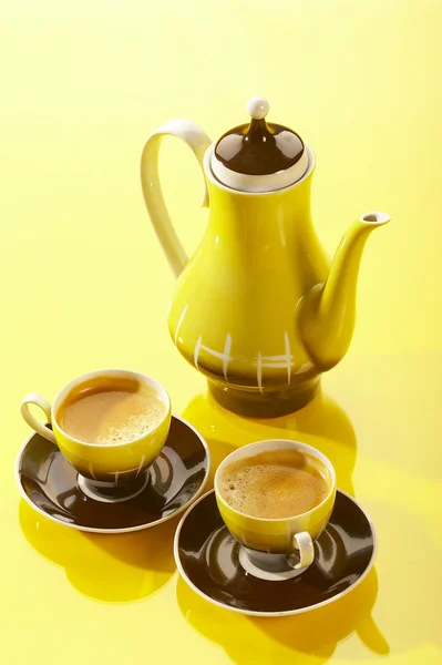 Sárga kávé csendélet — Stock Fotó