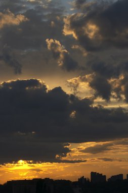 Cloudy sunset landscape clipart