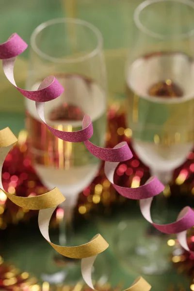 New Year's decoratie en champagne — Stockfoto