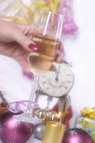 Silvester und Champagner — Stockfoto