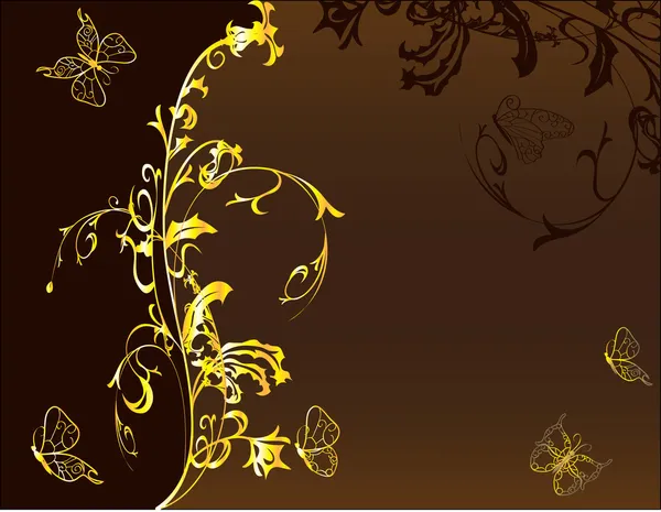 設計のための黄金の花の背景 — ストックベクタ