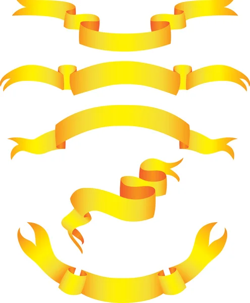 Ensemble de cinq bannières dorées — Image vectorielle
