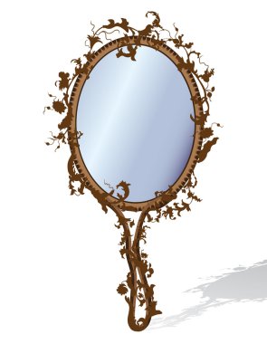 Mirror in floral frame clipart