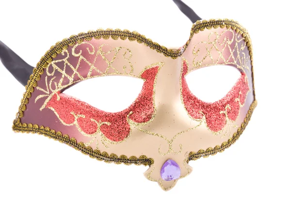 Golden carnival mask on white background — Stock Photo, Image