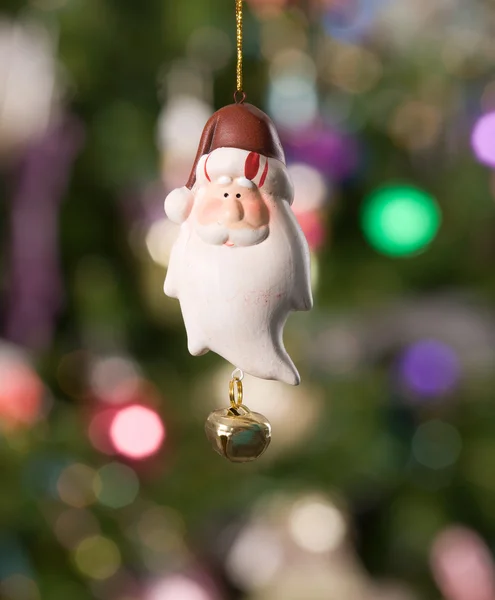 Christmas toy - santa with tree and lig — Stock Photo, Image