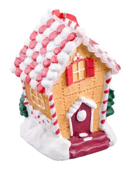 Keramische kerst Huis geïsoleerd op whi — Stockfoto