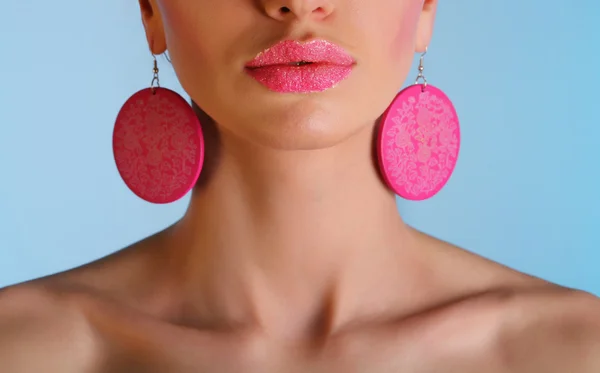 Mooi meisje - close up van lippen — Stockfoto