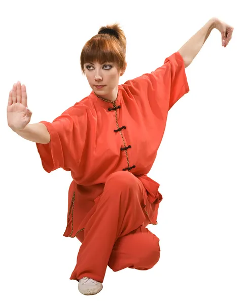 Młoda kobieta sprawia, że kung-fu ćwiczenia — Zdjęcie stockowe