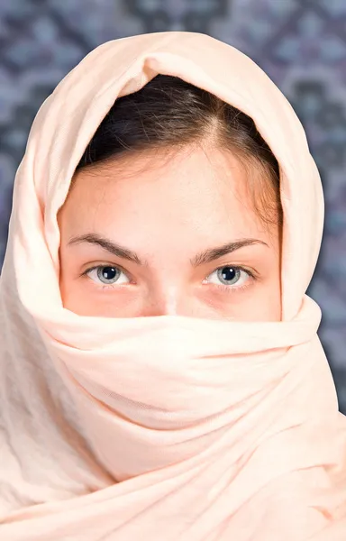 stock image Arabian girl on blue background