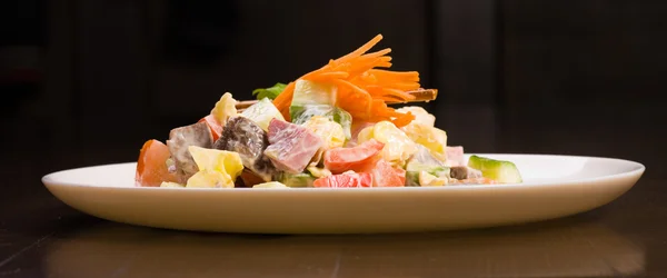 Salad with bacon, cheese, carrot — Stock Fotó