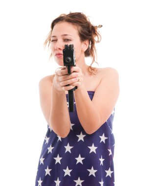 Woman with uzi clipart