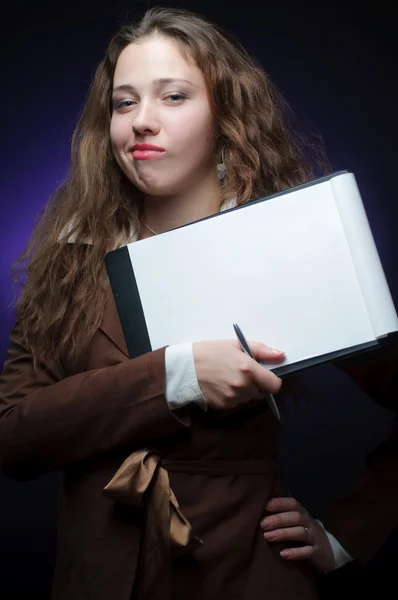 Woman with blank paper — Stock Photo, Image