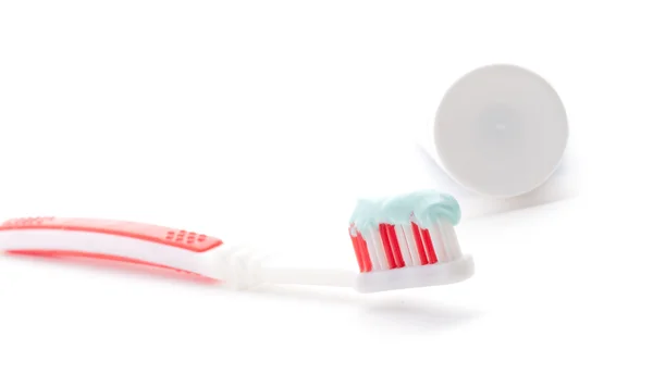 Rode tandenborstel — Stockfoto