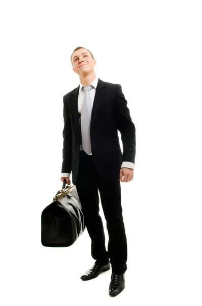 Seyahat çantası ile yakışıklı bir adam — Stok fotoğraf