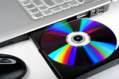 Laptop with disk clipart