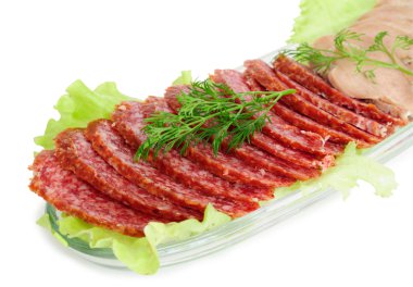 Smoked sausage and beef tongue clipart