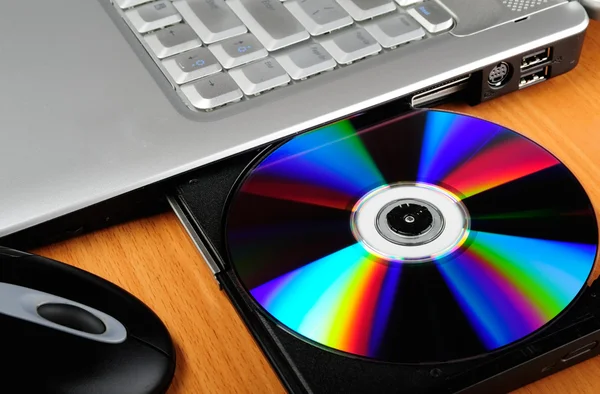 stock image Laptop with disk