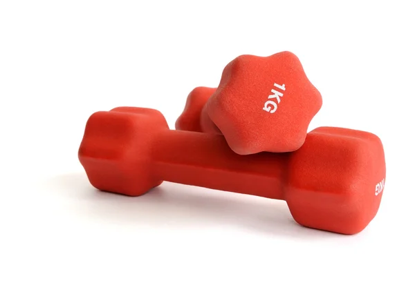 stock image Red dumbbells