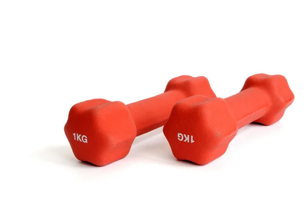 Red dumbbells — Stock Photo, Image