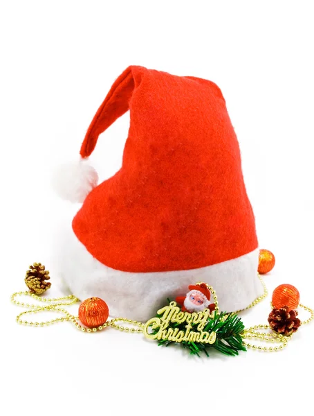 A christmas hat with gift and toys — Stock Photo, Image