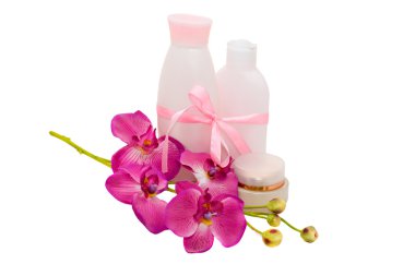 Healthy present: cosmetic with flower or clipart