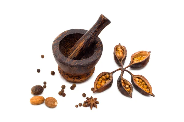 stock image Spicy (papper, nutmeg, cloves) with mort