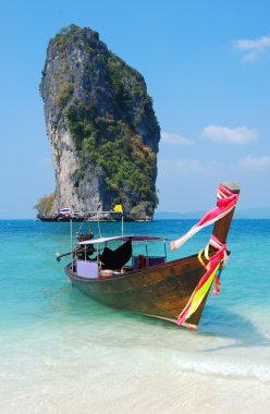 Thailand island with boat clipart