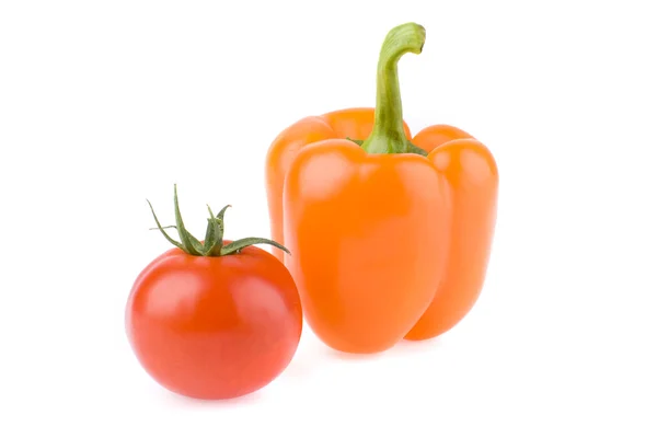 Tomato and orange sweet pepper. — Stock Photo, Image