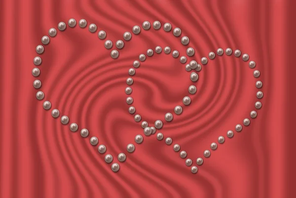 Interweaving two pearl hearts — Stock Photo, Image