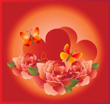 Romantic cardr with red rose clipart