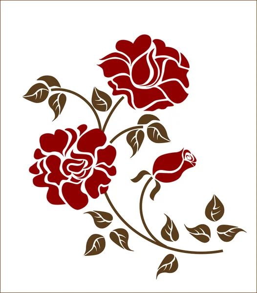 Rosas vermelhas no fundo branco — Vetor de Stock