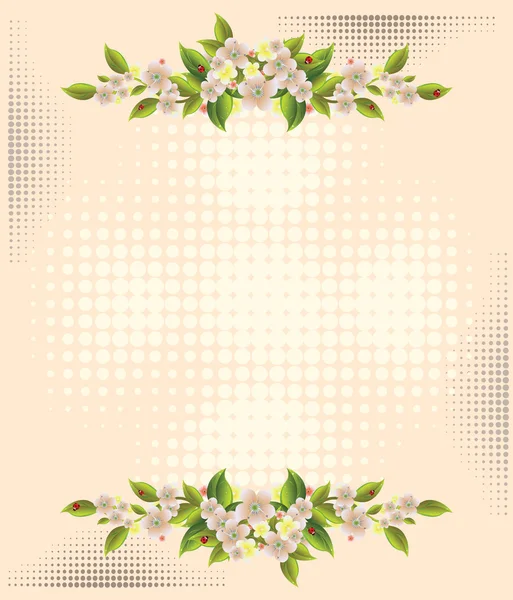 Blume über halbtonem Hintergrund — Stockvektor