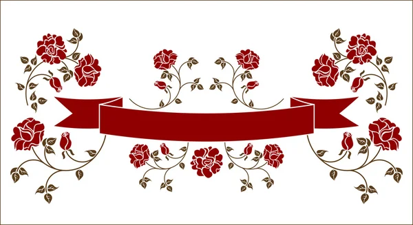 Ribbon with roses — Stock Vector