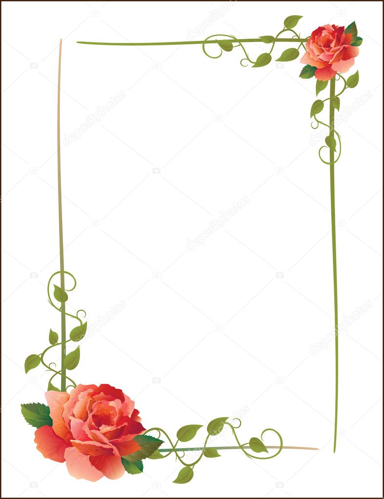 Vintage frame with roses