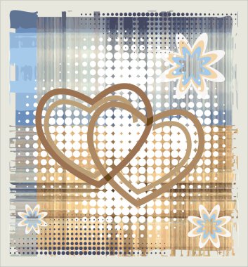 Hearts over halftone backgrpund clipart