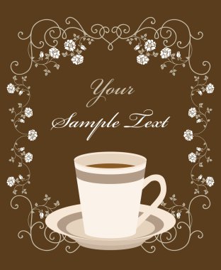 Cup of coffee. Retro frame clipart