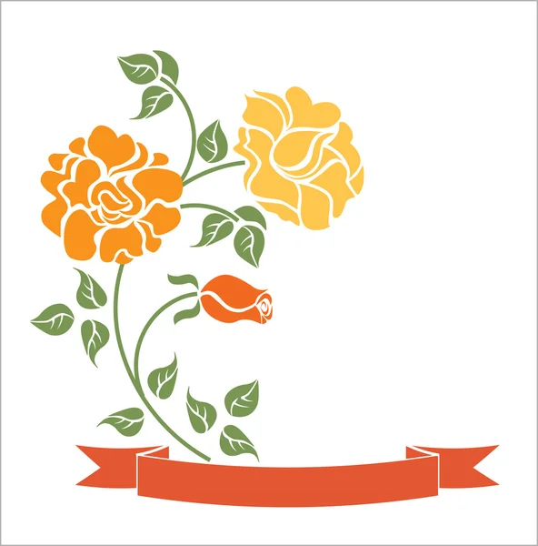 Ruban avec roses — Image vectorielle
