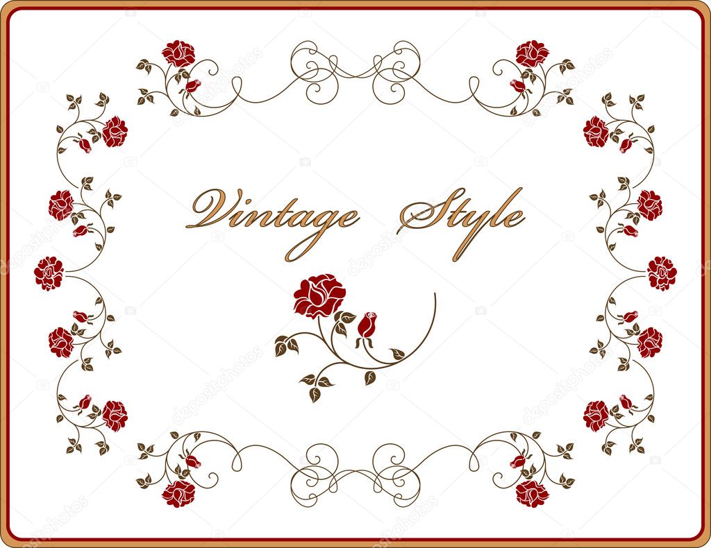 Retro frame with roses.