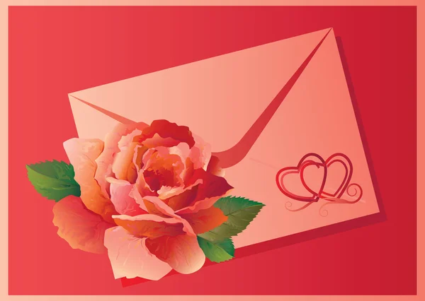 Carta romántica con rosa roja — Archivo Imágenes Vectoriales