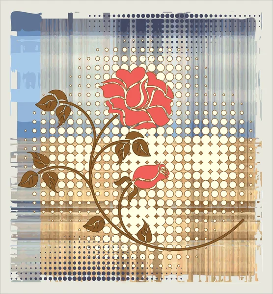 Rose over halftone background — Stock Vector