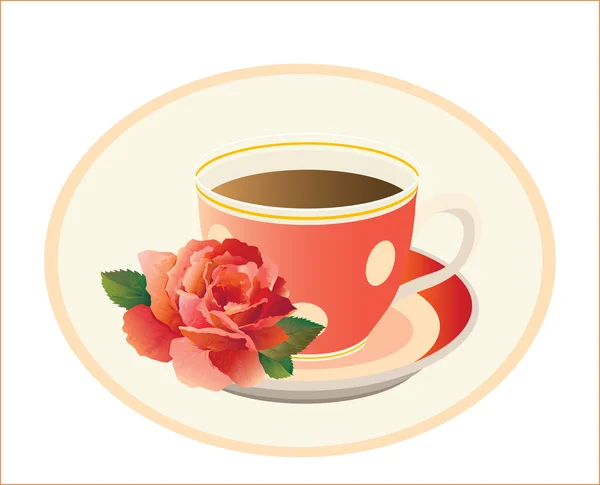 Cup of tea with rose — Stock Vector
