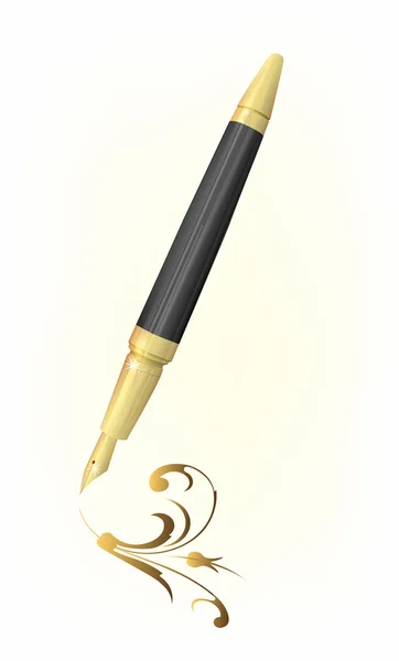 Vintage golden pen drawing arabesque — Stock Vector