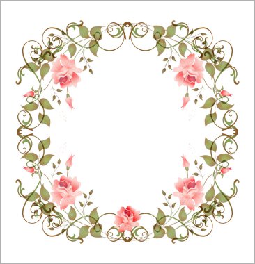 Vintage floral frame clipart
