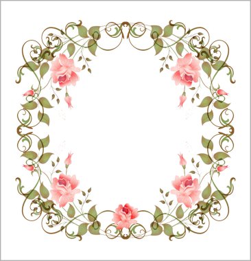 Vintage floral frame clipart