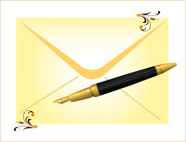 Envelope and golden pen clipart