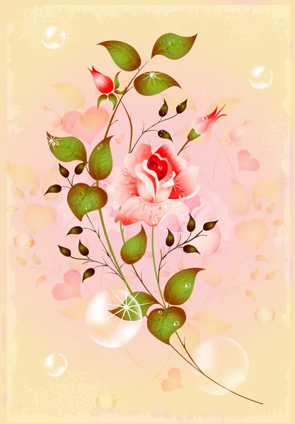 闪亮的玫瑰的贺卡 — 图库矢量图片