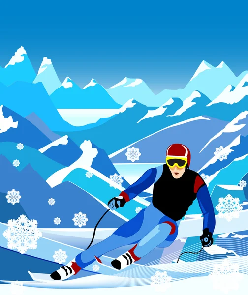 Skifahrer — Stockvektor